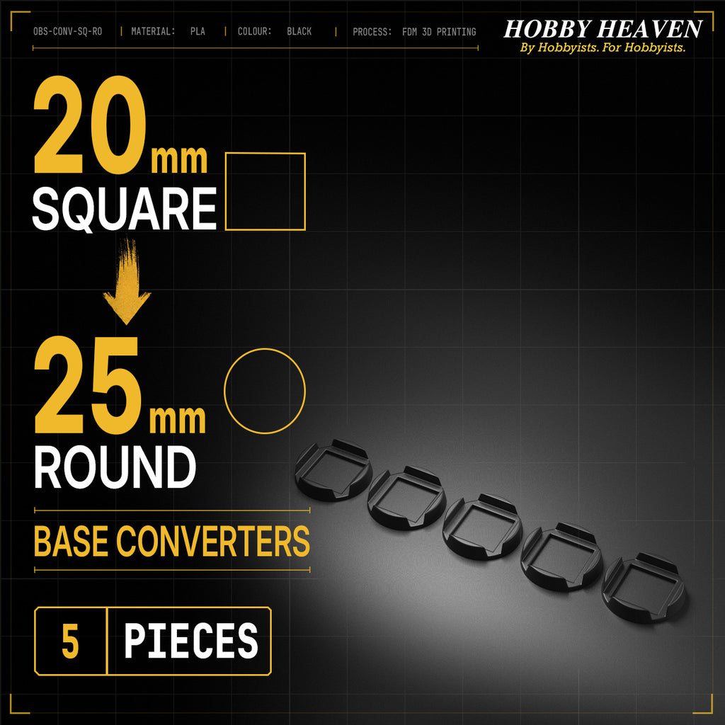 Square to Round Base Converters 3D Print Full Range