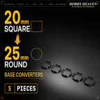 Square to Round Base Converters 3D Print Full Range