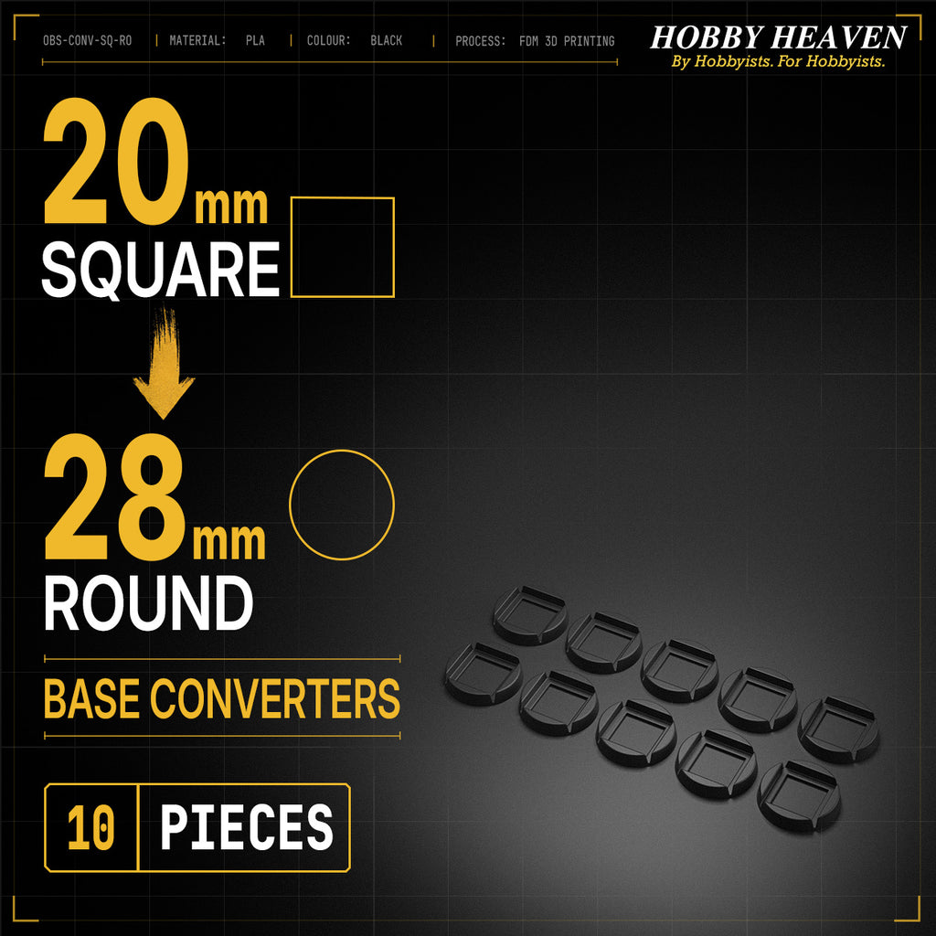 Square to Round Base Converters 3D Print Full Range