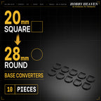 Square to Round Base Converters 3D Print Full Range