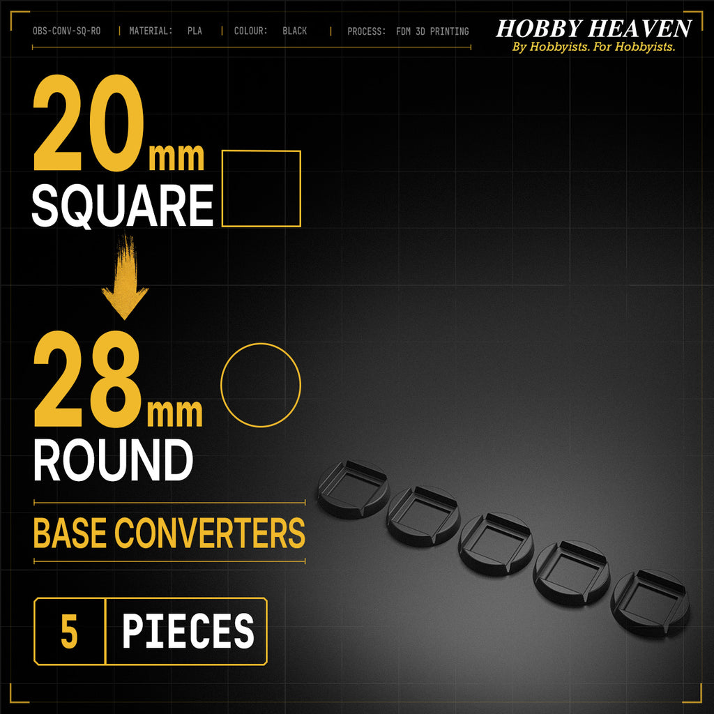 Square to Round Base Converters 3D Print Full Range