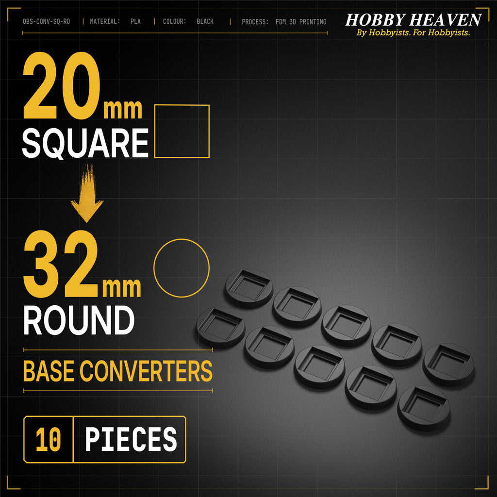 Square to Round Base Converters 3D Print Full Range