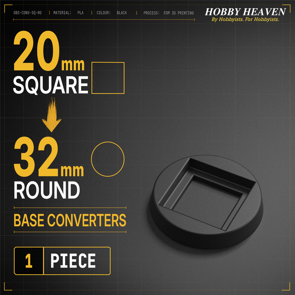 Square to Round Base Converters 3D Print Full Range