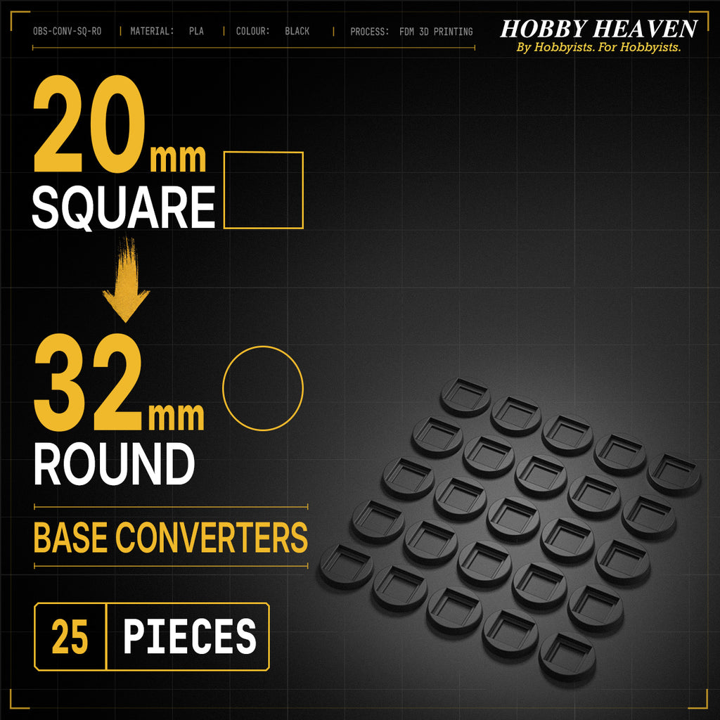Square to Round Base Converters 3D Print Full Range