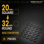 Square to Round Base Converters 3D Print Full Range