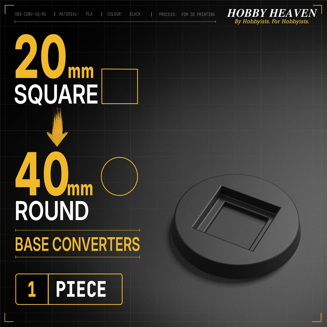 Square to Round Base Converters 3D Print Full Range