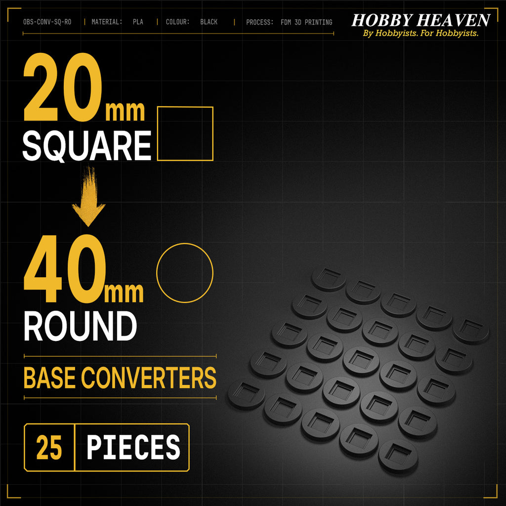 Square to Round Base Converters 3D Print Full Range