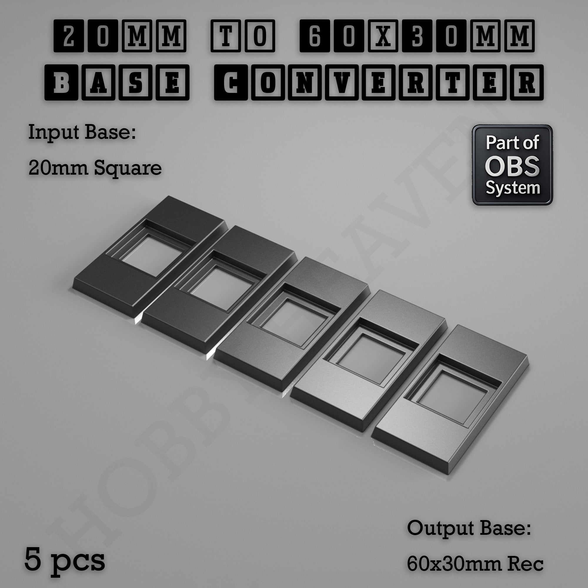 Square to Rectangle Bases Size Converters 3d Print Full Range