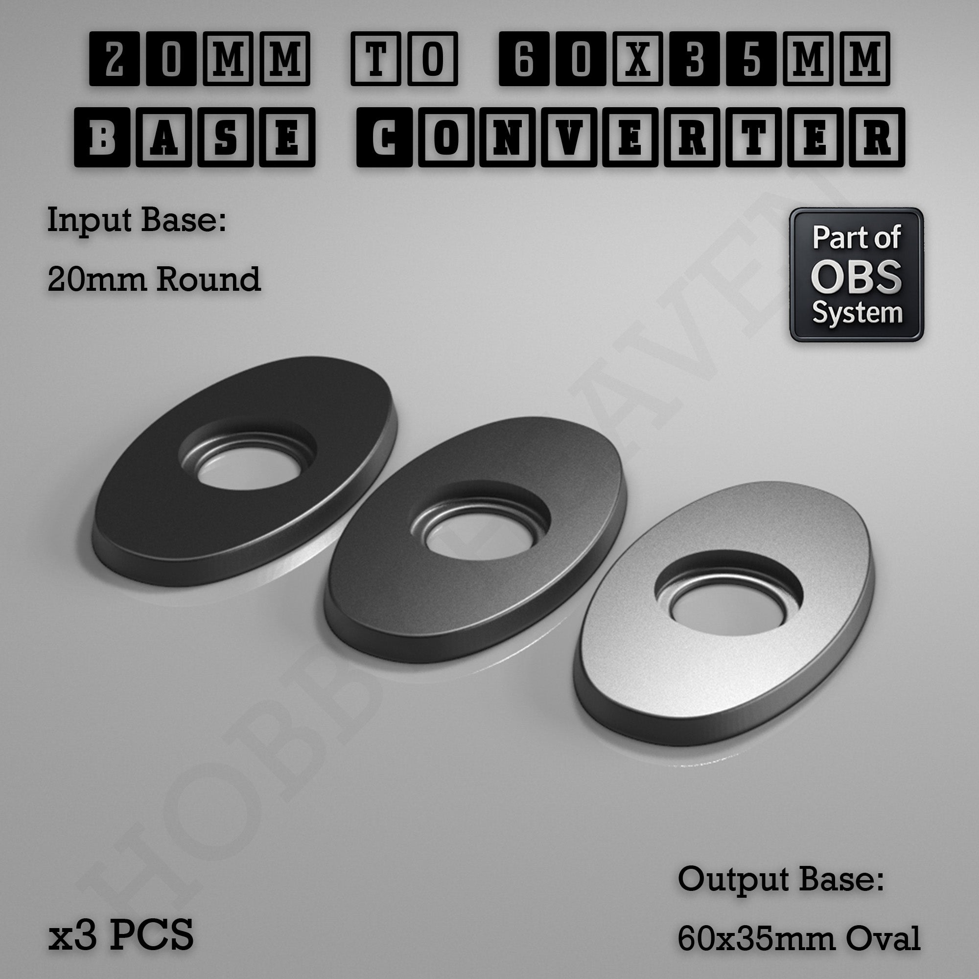 Round To Oval Bases Size Converters 3d Print Full Range