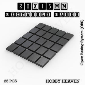 Rectangle Bases Range Sizes - 20x15mm to 75x25mm Small Sizes 3d Print Full Range Tabletop Games