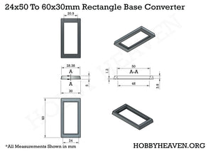 50x24 to 60x30mm Rectangle Bases Converters 3d Print