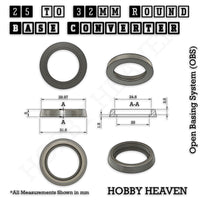 Technical Drawing for 25-32mm round base converter
