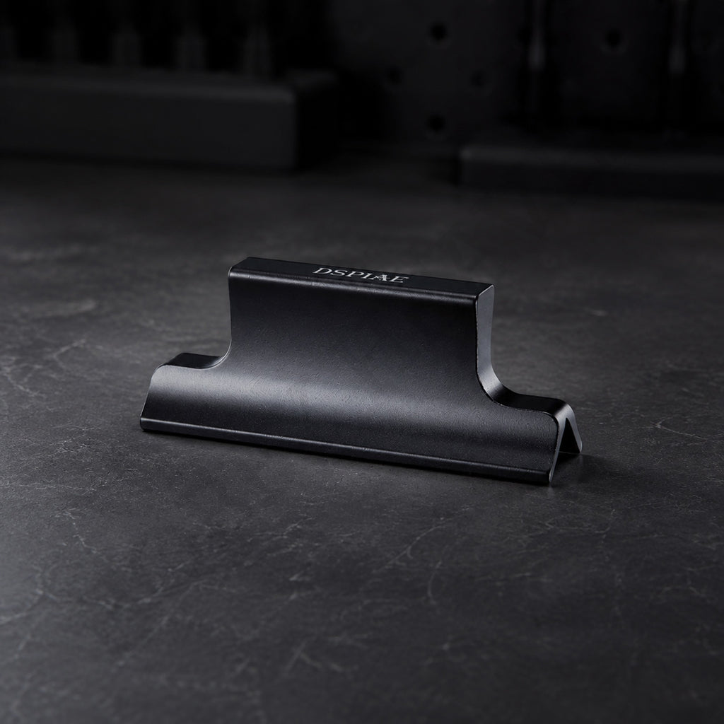 DSPIAE AS-25PPBK right angle sanding block in black anodised aluminium on a dark stone surface