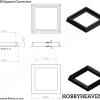 25 to 30mm Square Bases Converters 3d Print - Hobby Heaven