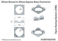 25mm Round to 25mm Square Bases Converters 3d Print
