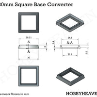 25 to 30mm Square Bases Converters 3d Print