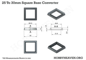 25 to 30mm Square Bases Converters 3d Print