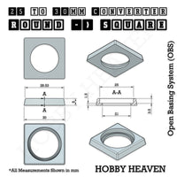 Round to Square Bases Shape and Size Converters 3d Print Full Range
