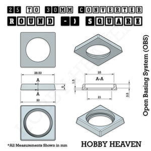 Round to Square Bases Shape and Size Converters 3d Print Full Range