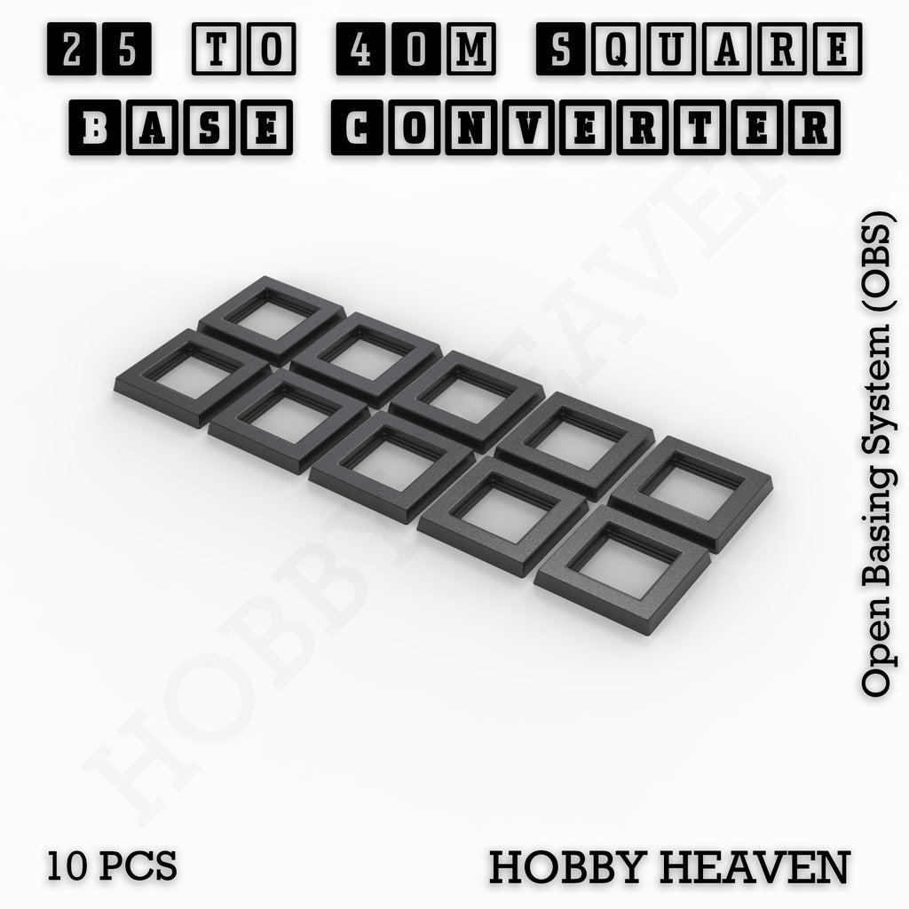 Square to Square Bases Size Converters 3d Print Full Range