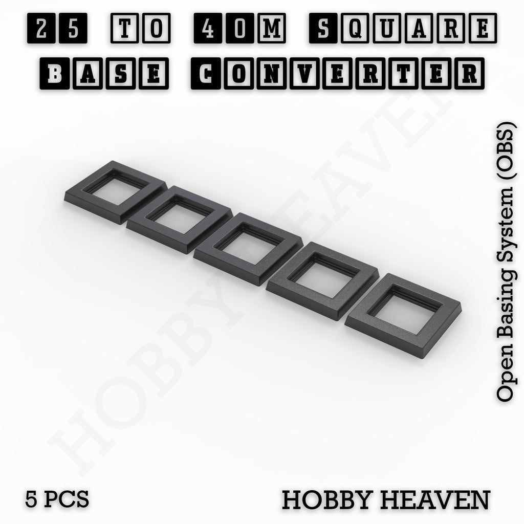 Square to Square Bases Size Converters 3d Print Full Range