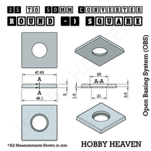 Round to Square Bases Shape and Size Converters 3d Print Full Range