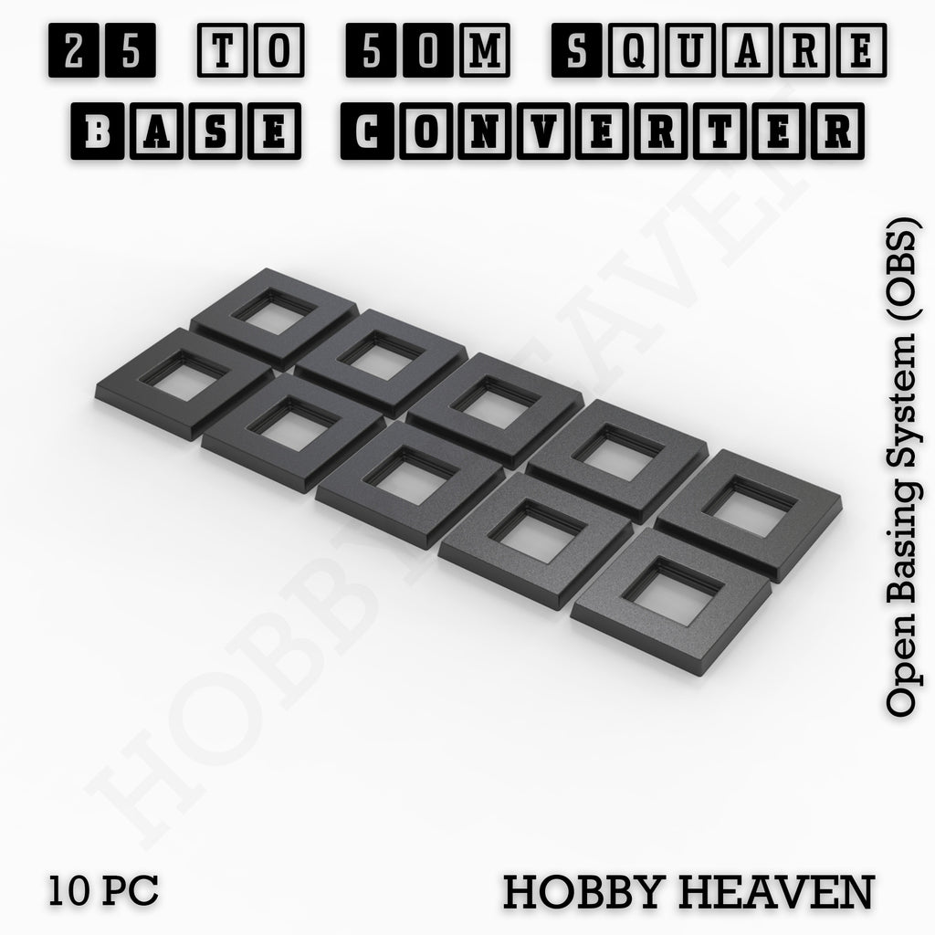Square to Square Bases Size Converters 3d Print Full Range