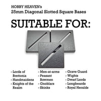 Examples of use 25mm square diagonal slotted bases
