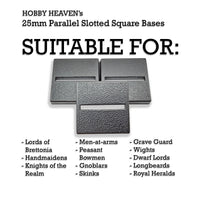 Examples of use 25mm square parallel slotted bases
