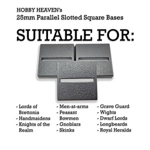 Examples of use 25mm square parallel slotted bases