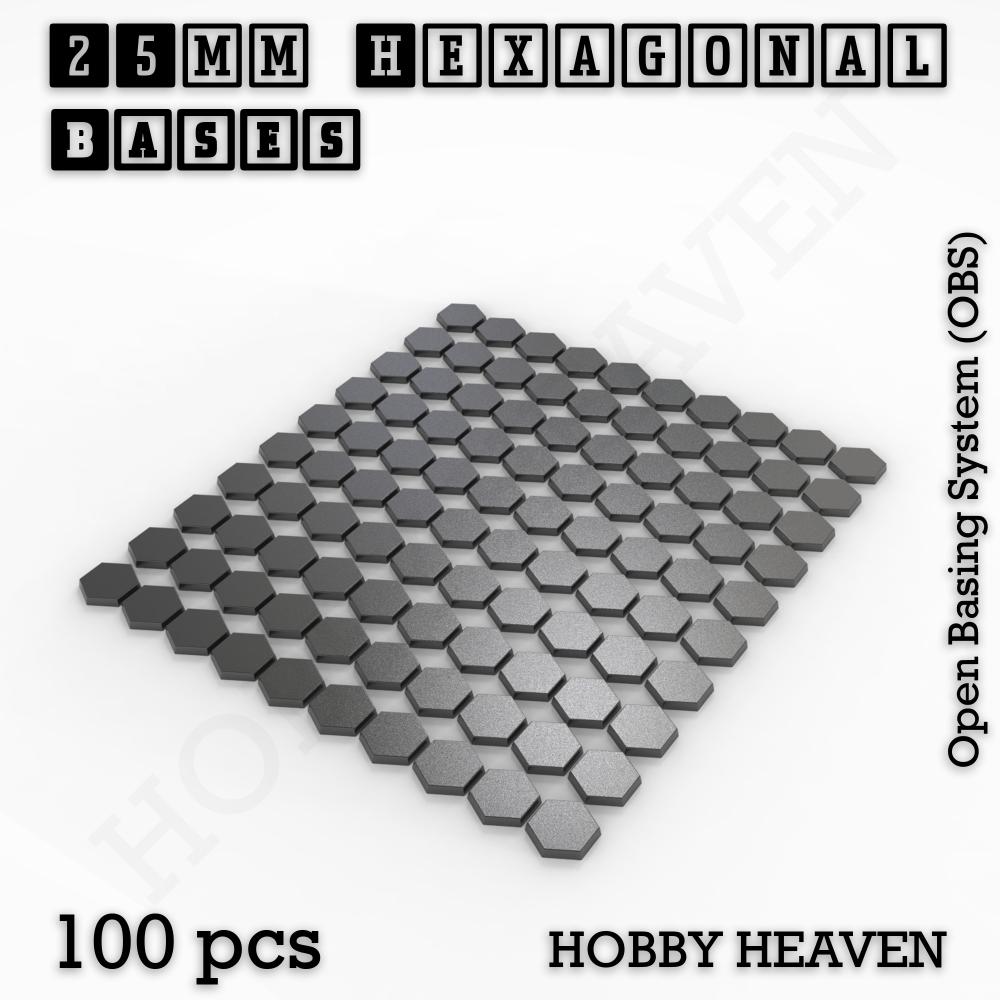 Hexagonal Bases 10mm to 200mm 3d Print Full Range Tabletop Games