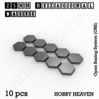 Hexagonal Bases 10mm to 200mm 3d Print Full Range Tabletop Games
