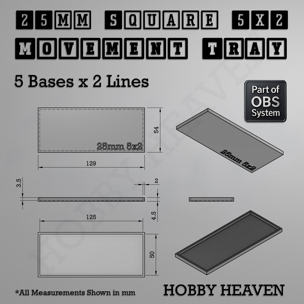 Square Movement Trays | OBS System | 20mm 25mm 30mm 40mm 50mm Bases
