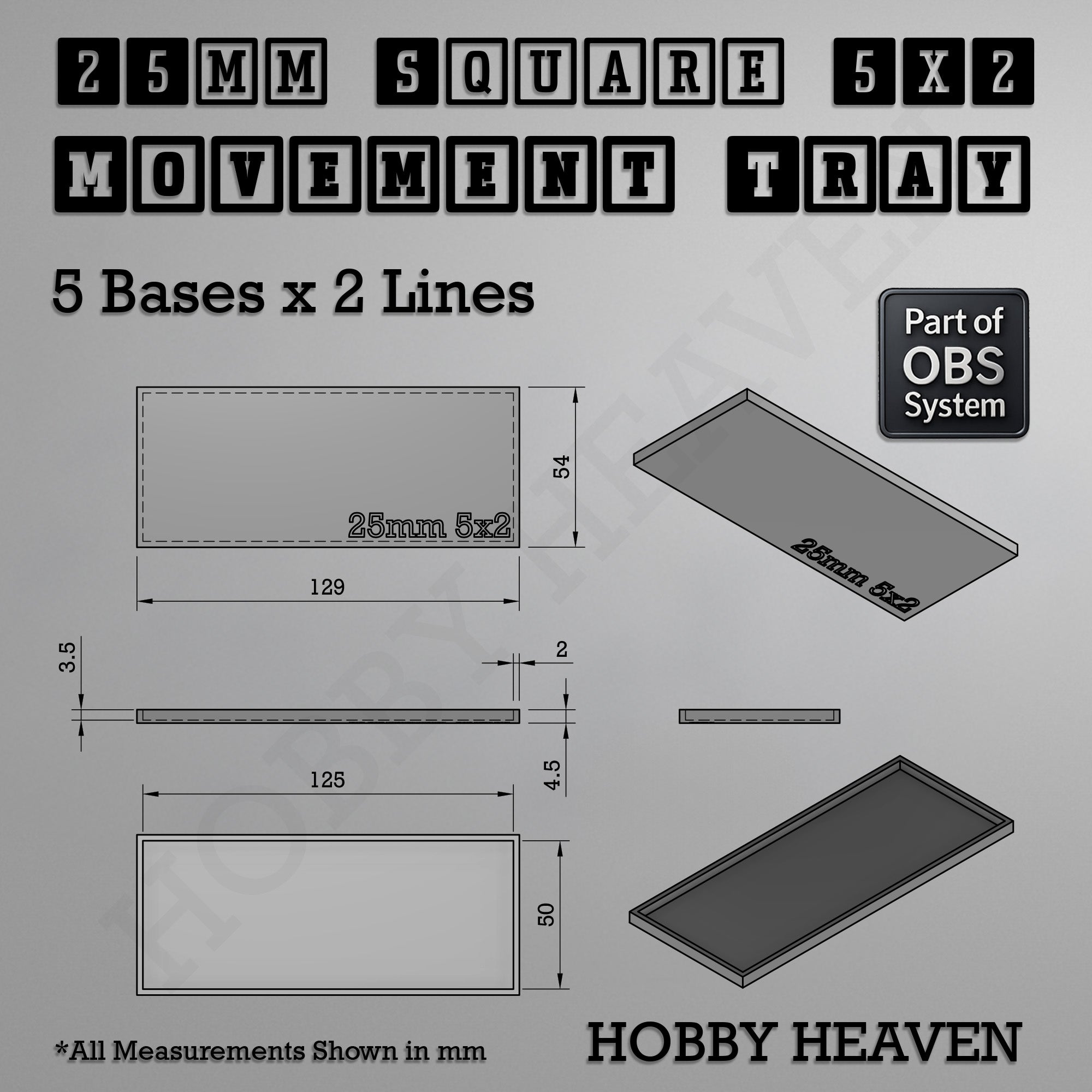 Square Movement Trays | OBS System | 20mm 25mm 30mm 40mm 50mm Bases