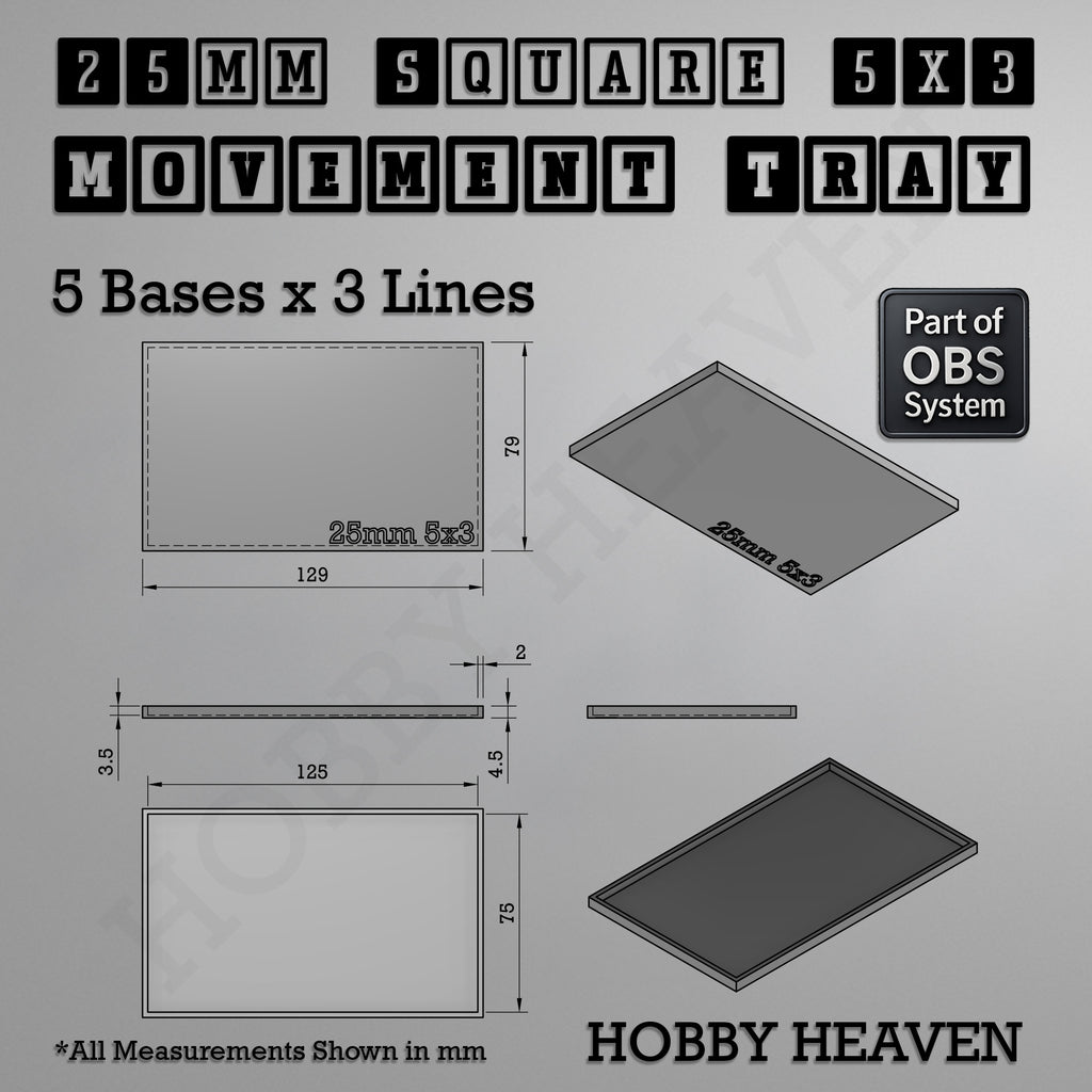 Square Movement Trays | OBS System | 20mm 25mm 30mm 40mm 50mm Bases