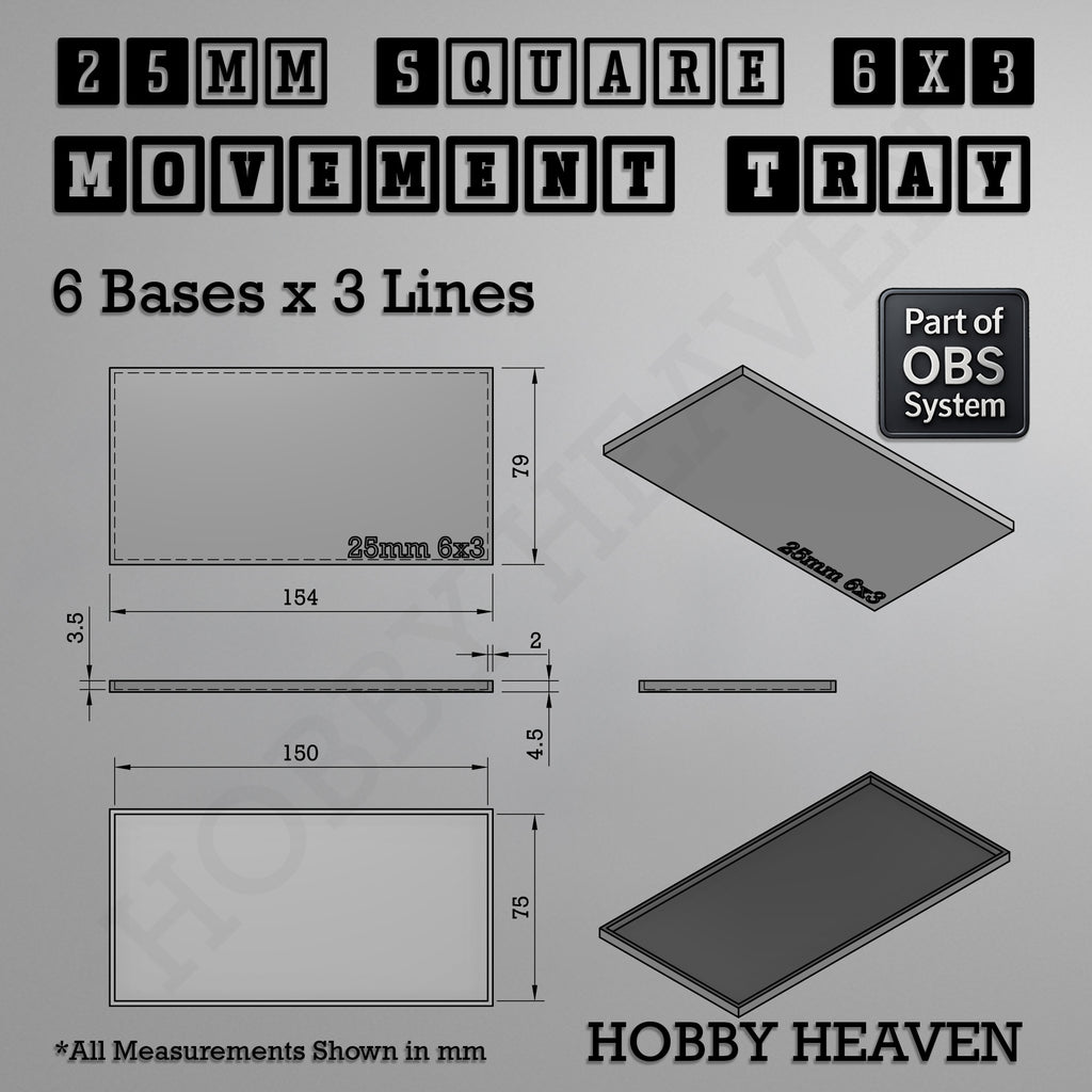 Square Movement Trays | OBS System | 20mm 25mm 30mm 40mm 50mm Bases