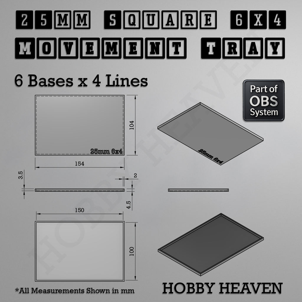 Square Movement Trays | OBS System | 20mm 25mm 30mm 40mm 50mm Bases