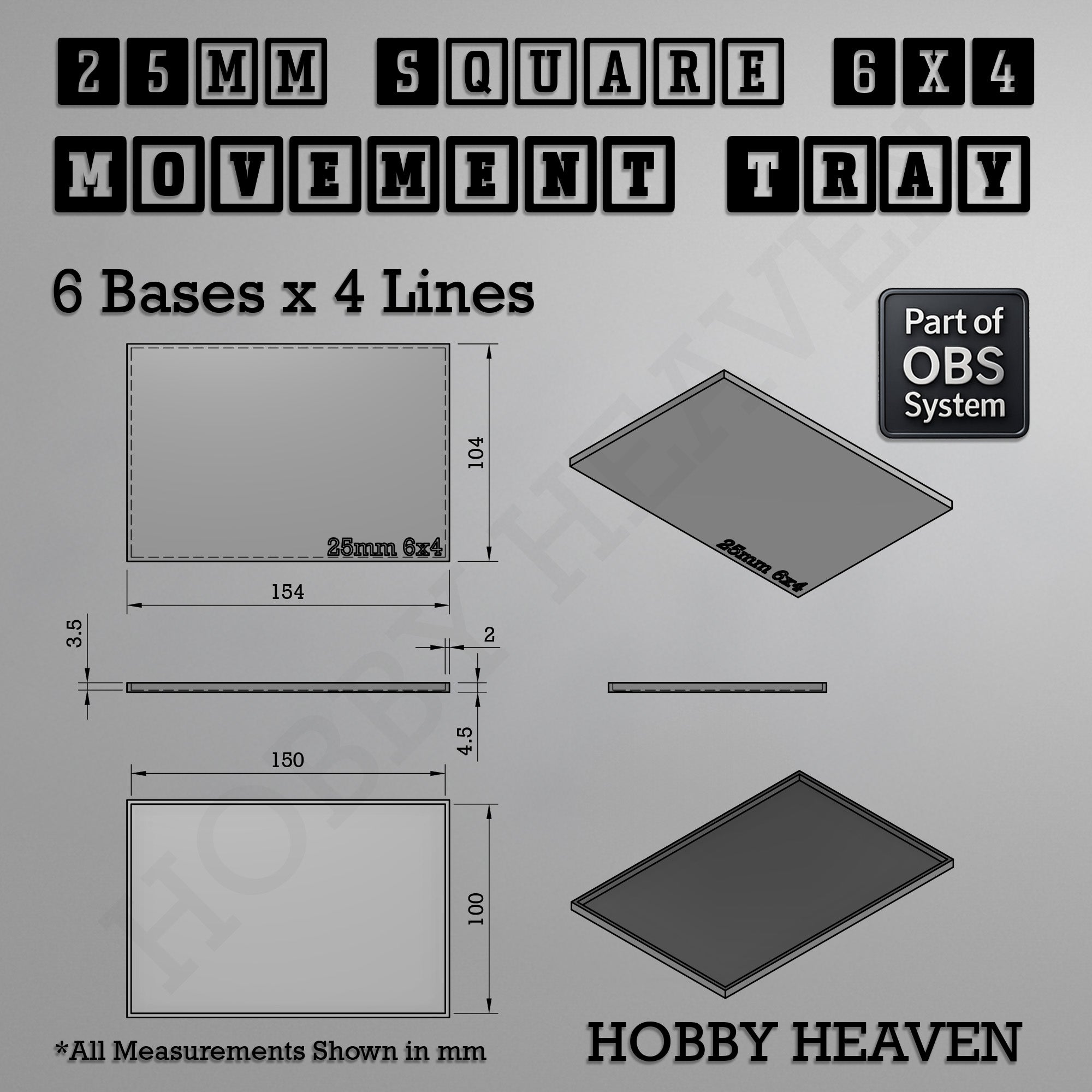 Square Movement Trays | OBS System | 20mm 25mm 30mm 40mm 50mm Bases