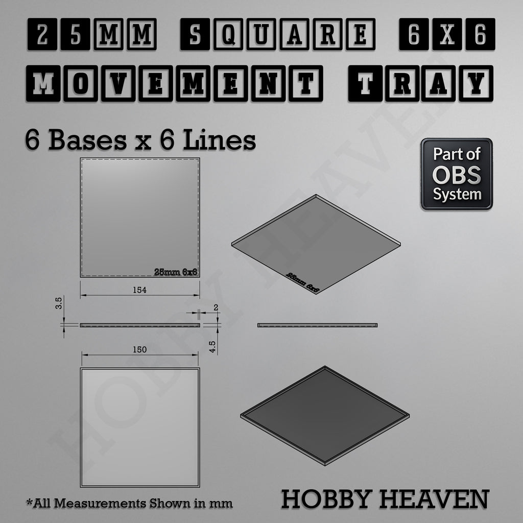 Square Movement Trays | OBS System | 20mm 25mm 30mm 40mm 50mm Bases