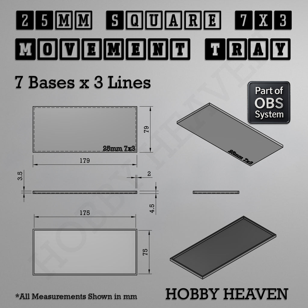 Square Movement Trays | OBS System | 20mm 25mm 30mm 40mm 50mm Bases