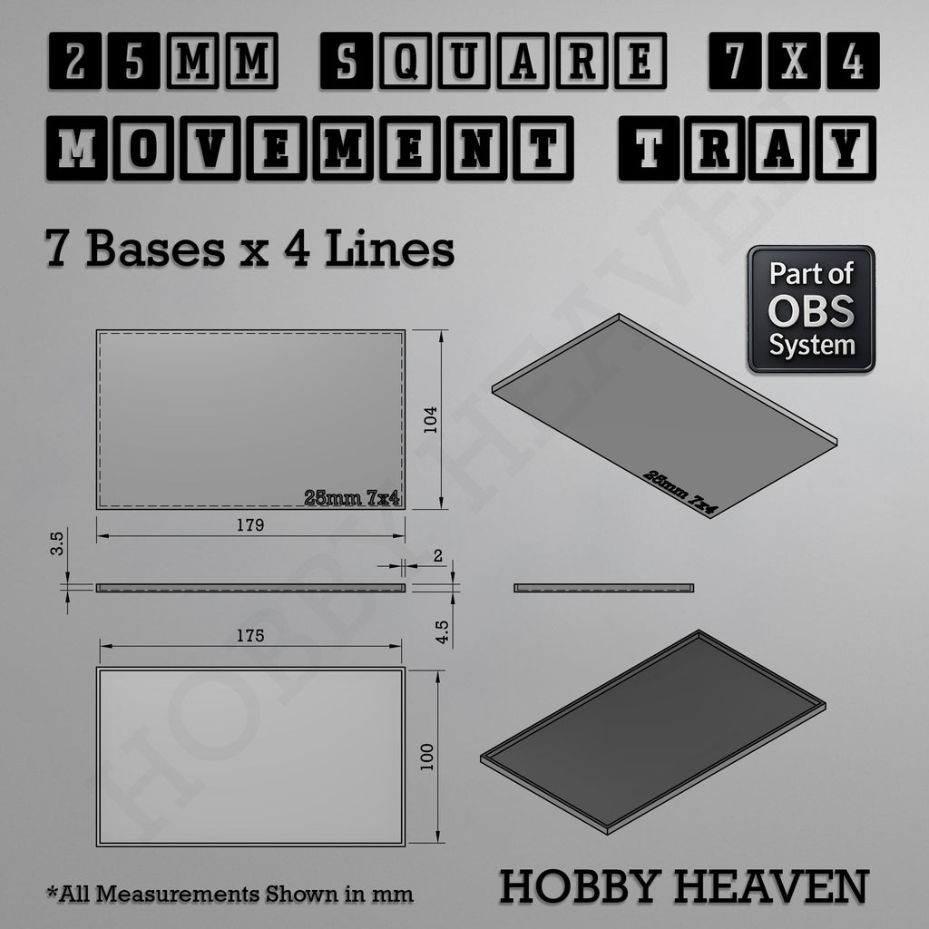 Square Movement Trays | OBS System | 20mm 25mm 30mm 40mm 50mm Bases