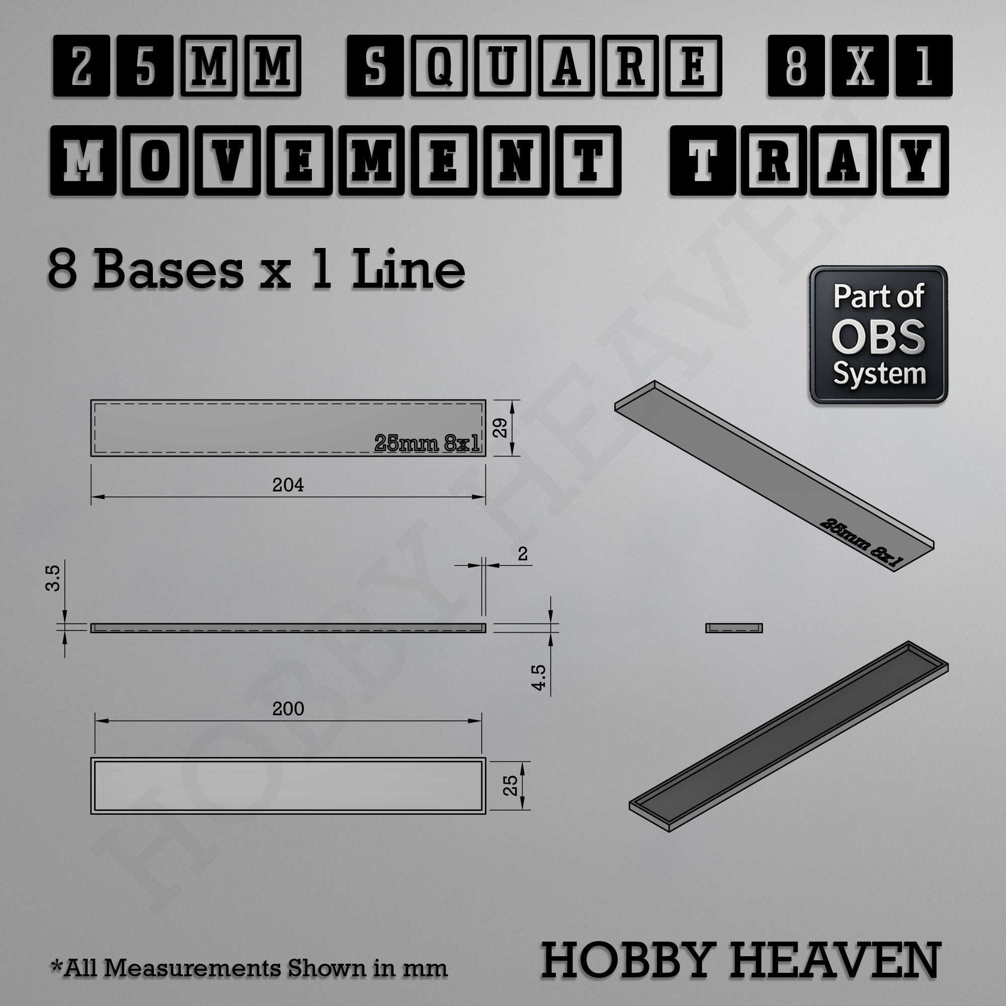 Square Movement Trays | OBS System | 20mm 25mm 30mm 40mm 50mm Bases