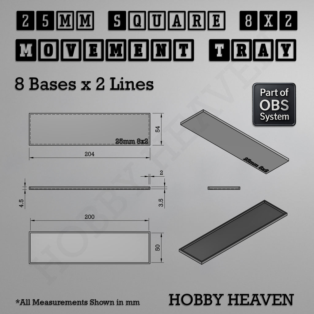 Square Movement Trays | OBS System | 20mm 25mm 30mm 40mm 50mm Bases