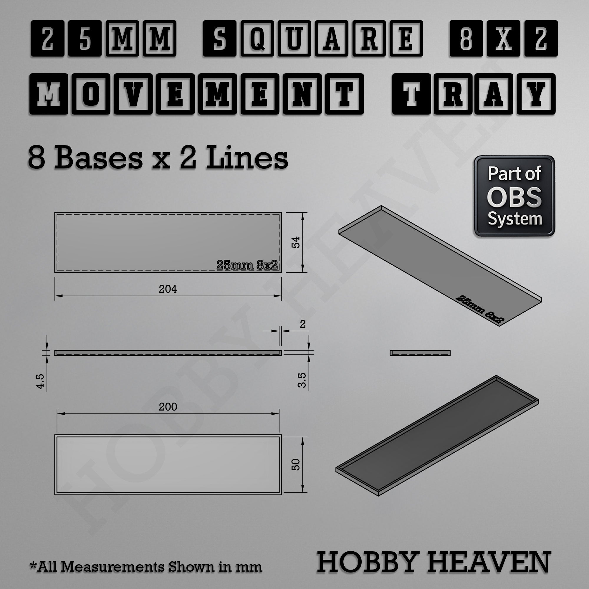 Square Movement Trays | OBS System | 20mm 25mm 30mm 40mm 50mm Bases