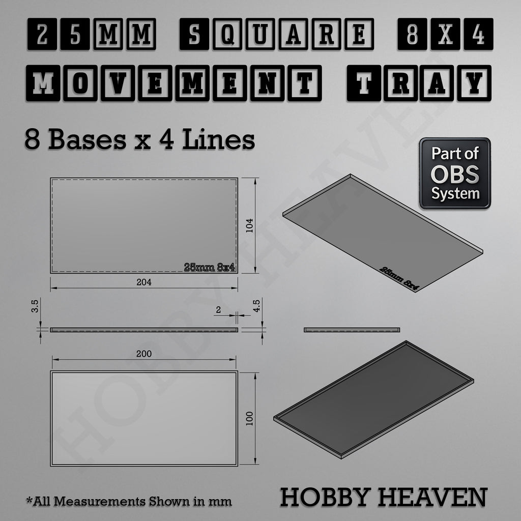 Square Movement Trays | OBS System | 20mm 25mm 30mm 40mm 50mm Bases
