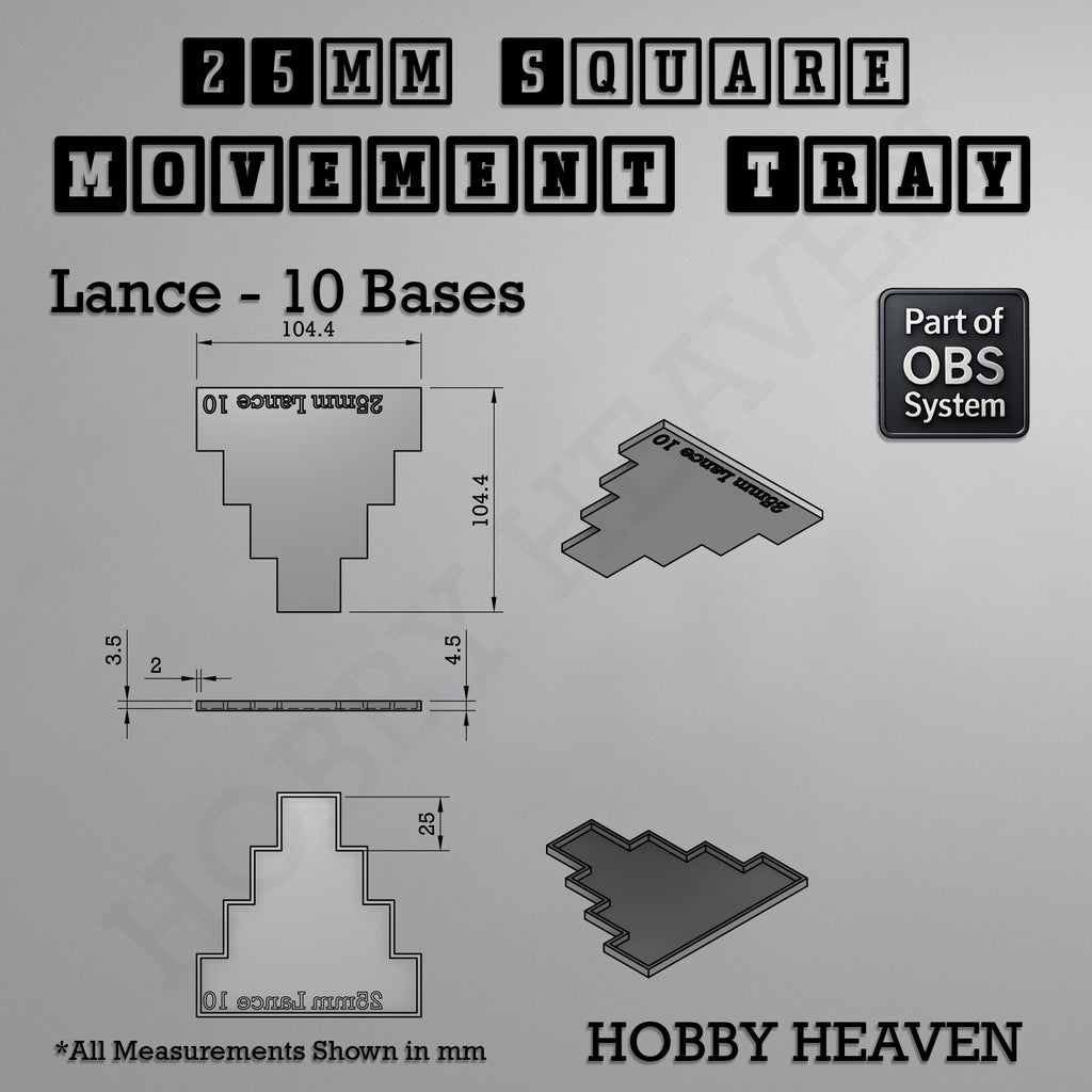 Square Movement Trays | OBS System | 20mm 25mm 30mm 40mm 50mm Bases