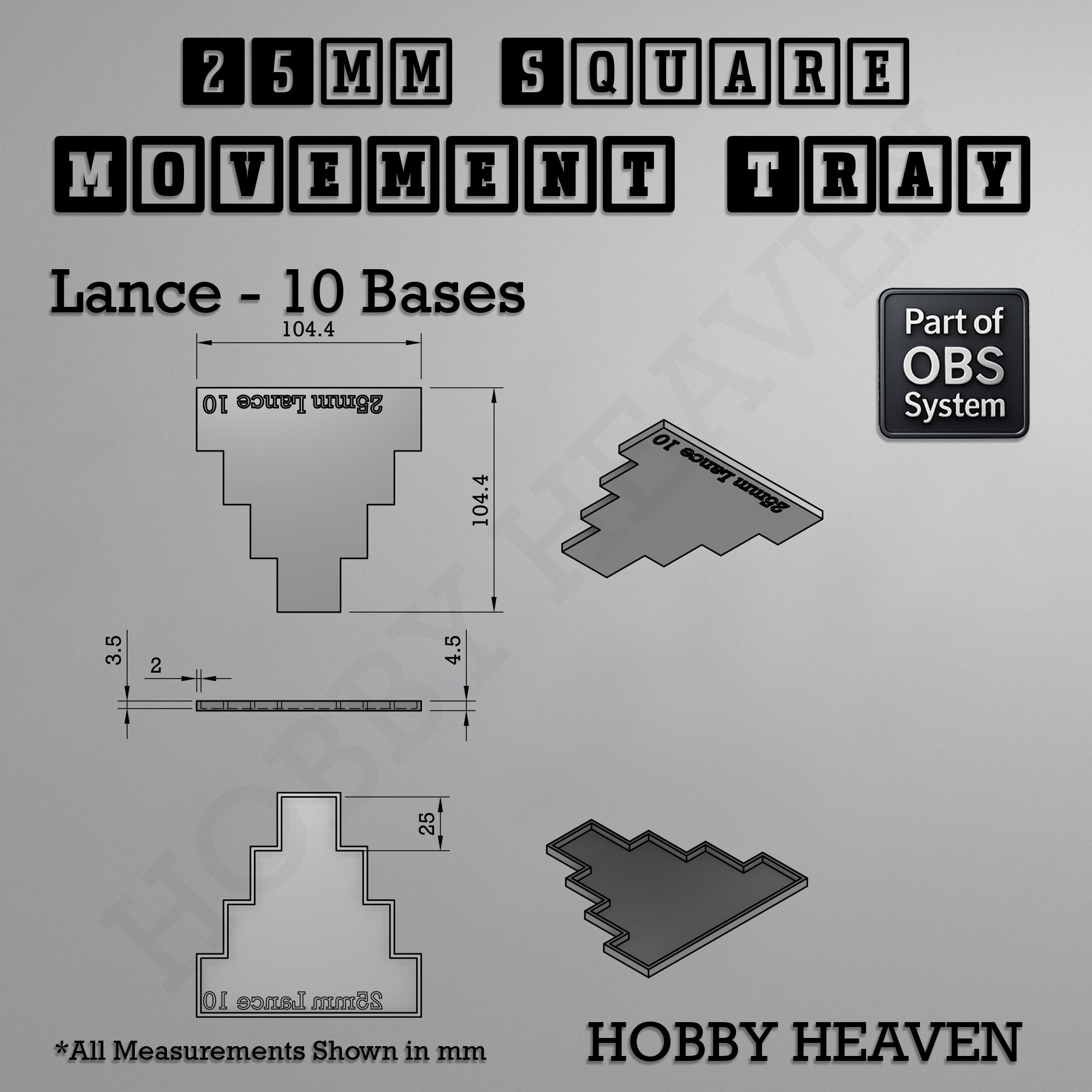 Square Movement Trays | OBS System | 20mm 25mm 30mm 40mm 50mm Bases