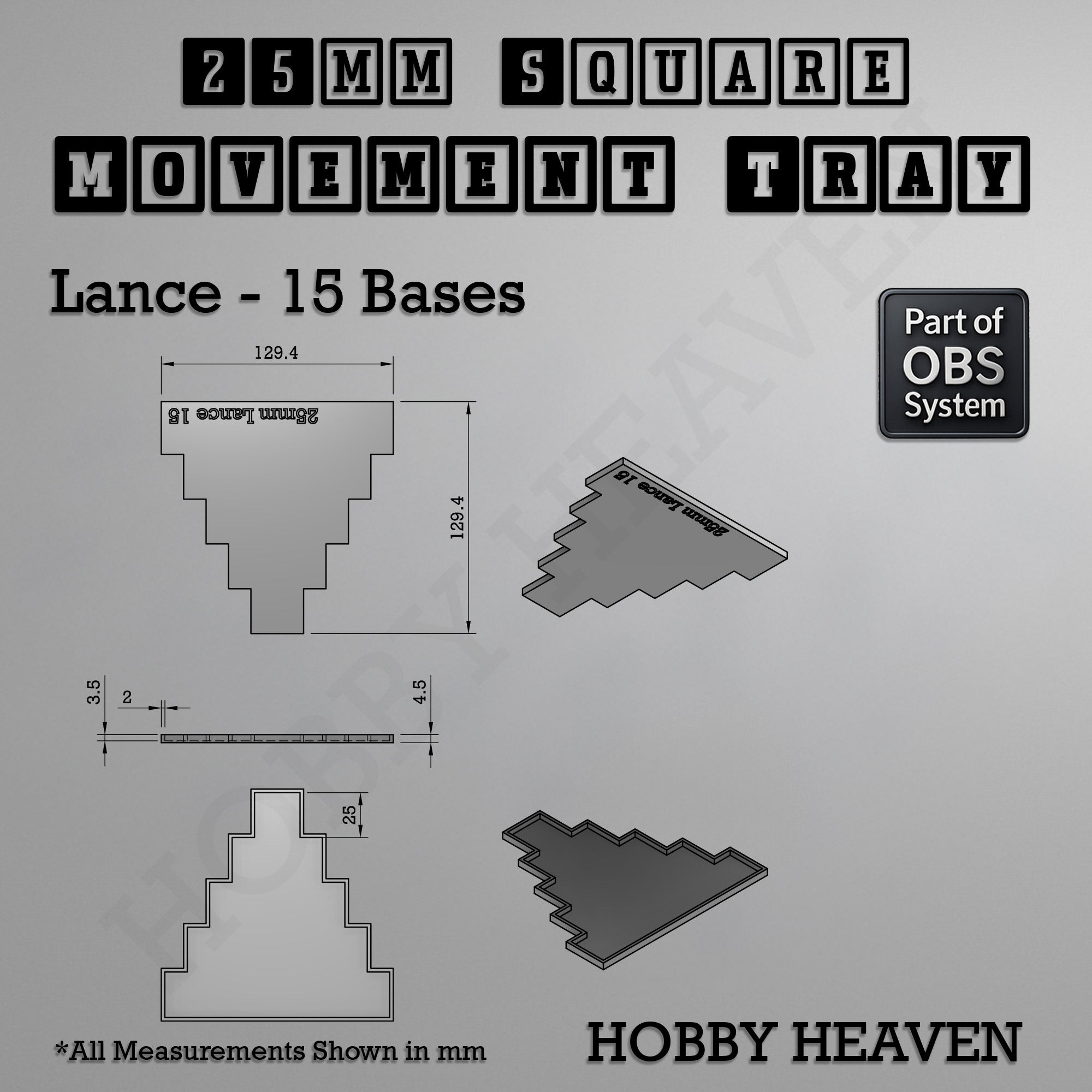 Square Movement Trays | OBS System | 20mm 25mm 30mm 40mm 50mm Bases