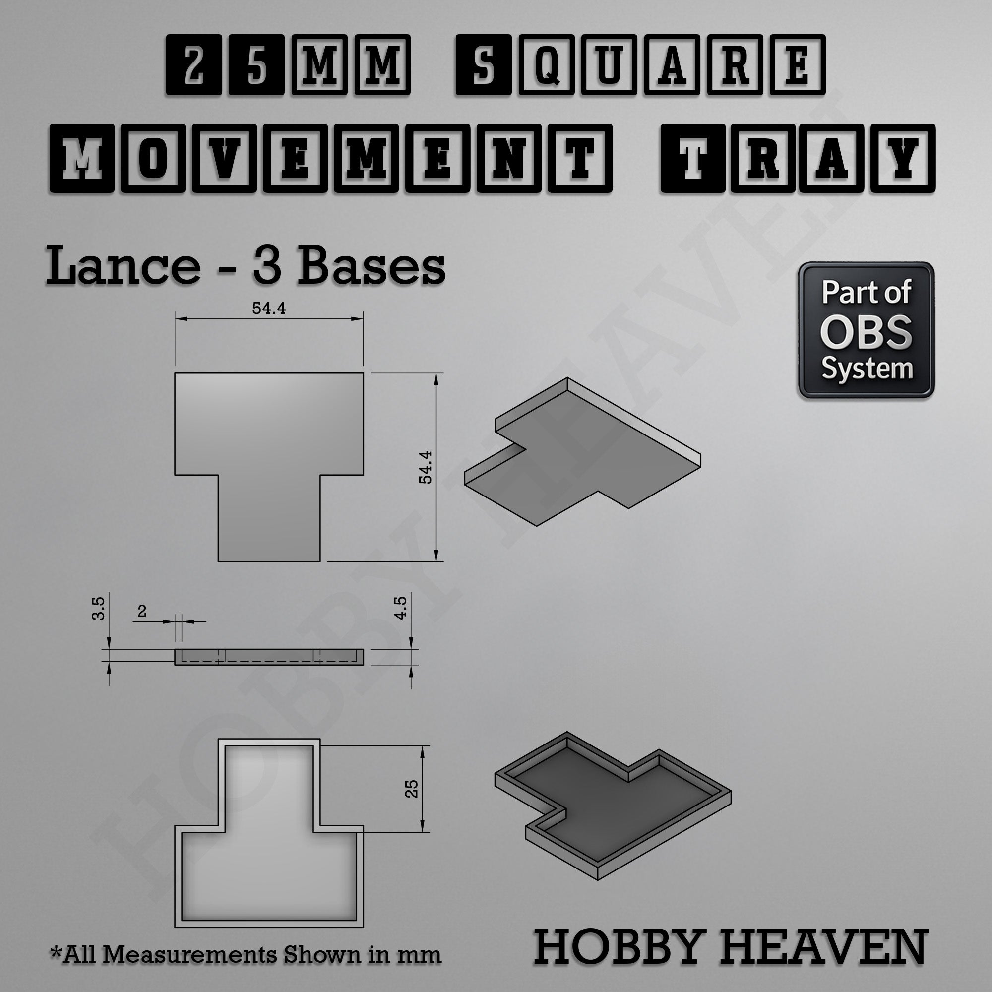Square Movement Trays | OBS System | 20mm 25mm 30mm 40mm 50mm Bases