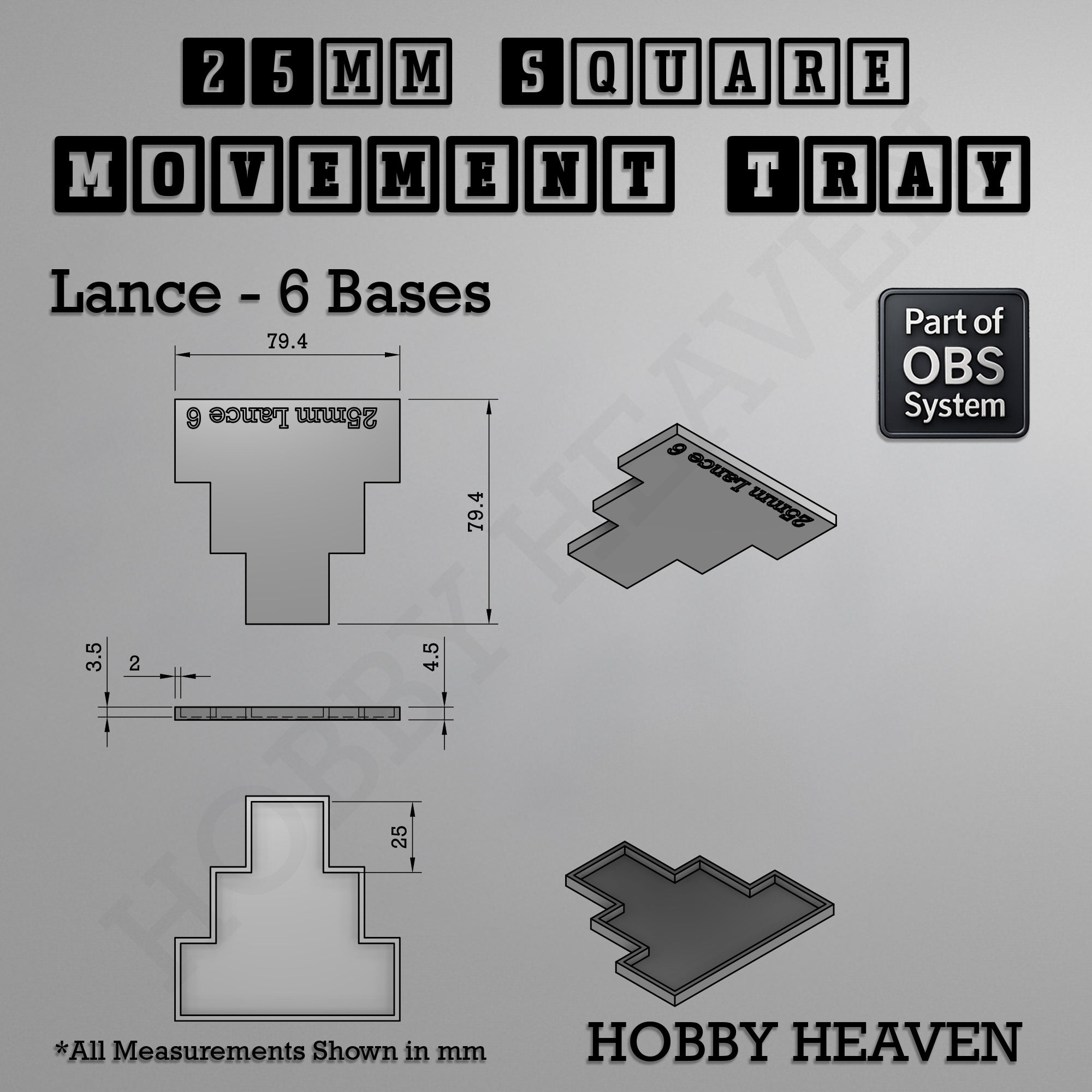 Square Movement Trays | OBS System | 20mm 25mm 30mm 40mm 50mm Bases